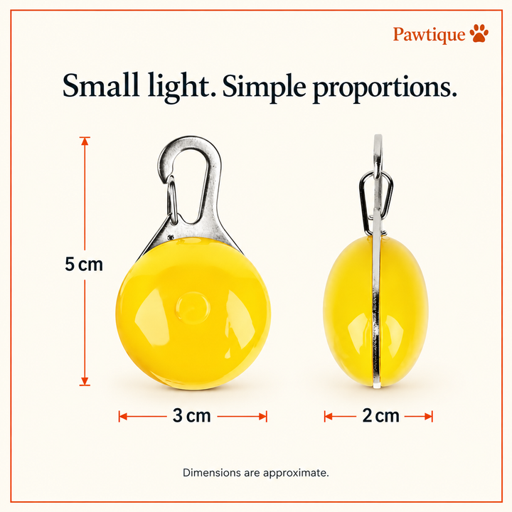 LED pendant dimensions: 5 cm overall height, 3 cm width and 2 cm depth