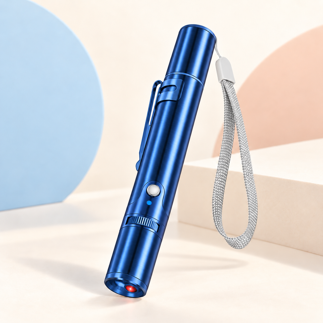 Pawtique blue rechargeable laser cat toy with red light