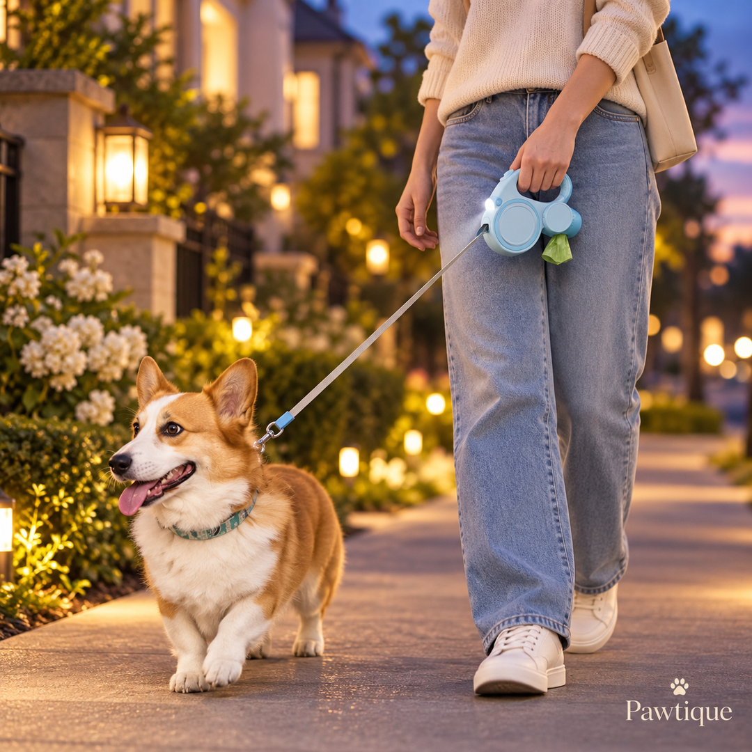 Pawtique LumiLoo™ 5m LED Retractable Dog Leash with Bag Dispenser - Pawtique