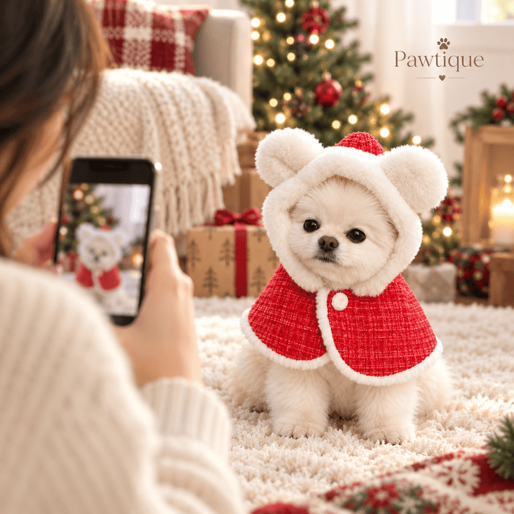 Pawtique MerryBear Christmas Hooded Dog Cape - Pawtique