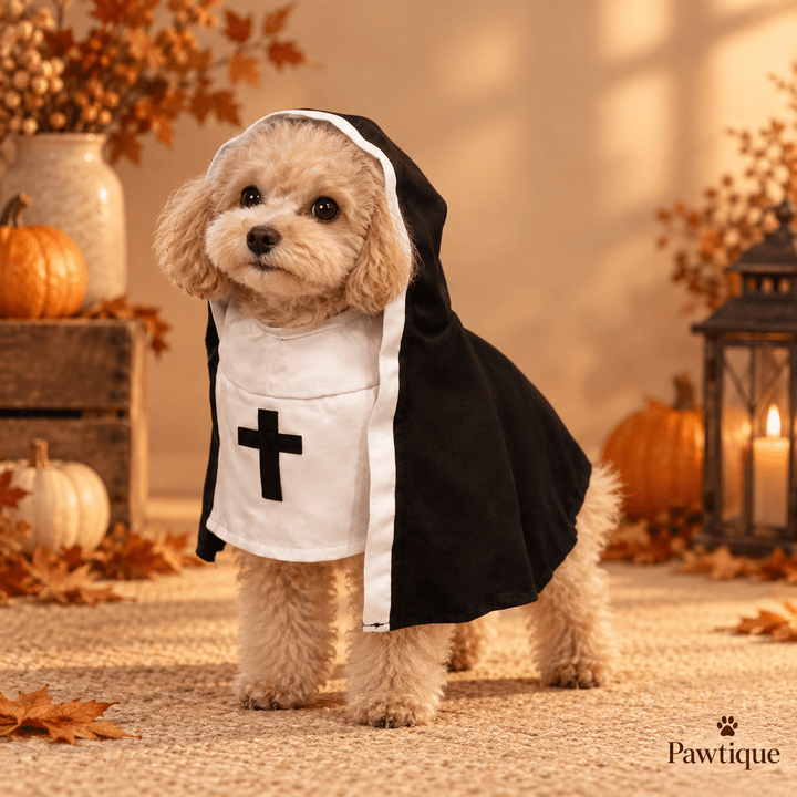 Pawtique Midnight Veil™ Hooded Black &amp; White Pet Costume - Pawtique