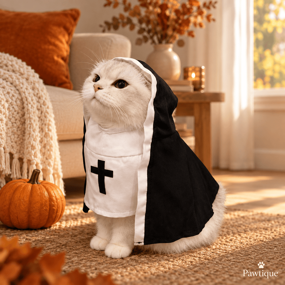 Pawtique Midnight Veil™ Hooded Black &amp; White Pet Costume - Pawtique