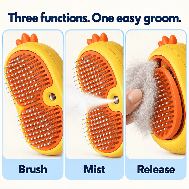 Pawtique MistEase 3-in-1 Pet Grooming Brush - Pawtique