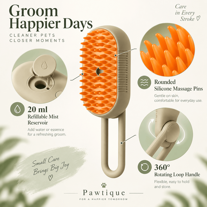 Pawtique MistLoop™ Rechargeable Mist Grooming Brush - Pawtique