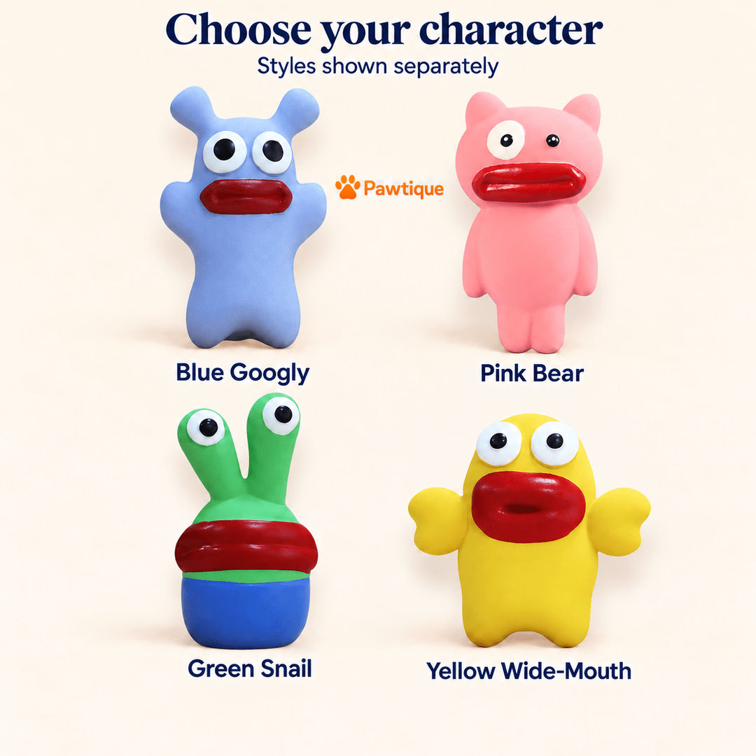 Blue Googly, Pink Bear, Green Snail and Yellow Wide-Mouth style choices shown separately.