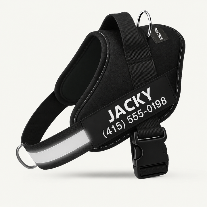 Pawtique NameTrail personalized no-pull harness in Black