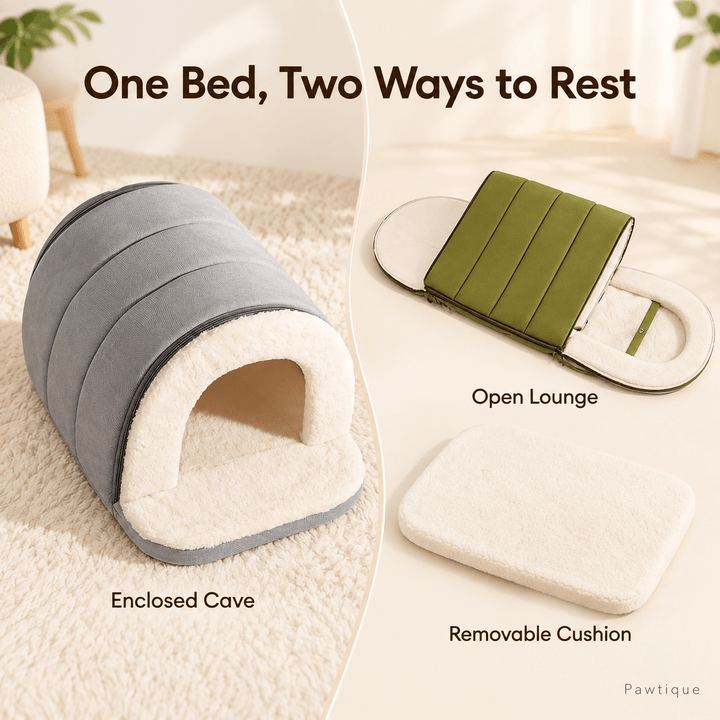 Pawtique NestHaven™ Convertible Cave Pet Bed - Pawtique