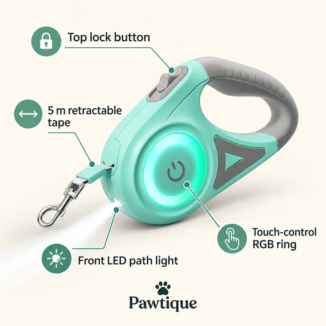 Pawtique NightBeam™ 5m LED Retractable Dog Leash - Pawtique