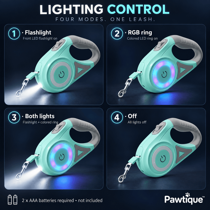 Pawtique NightBeam™ 5m LED Retractable Dog Leash - Pawtique