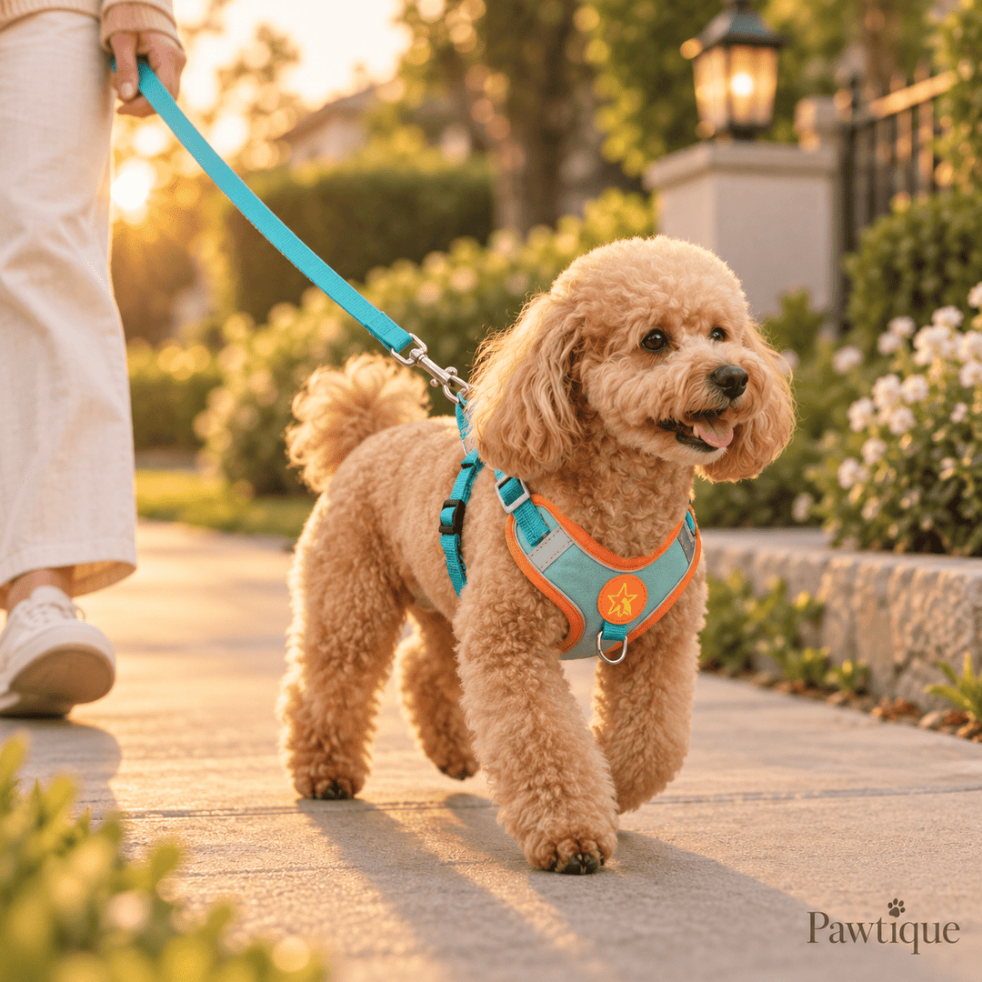 Pawtique NightGlide™ Reflective Soft-Mesh Dog Harness &amp; Leash Set - Pawtique