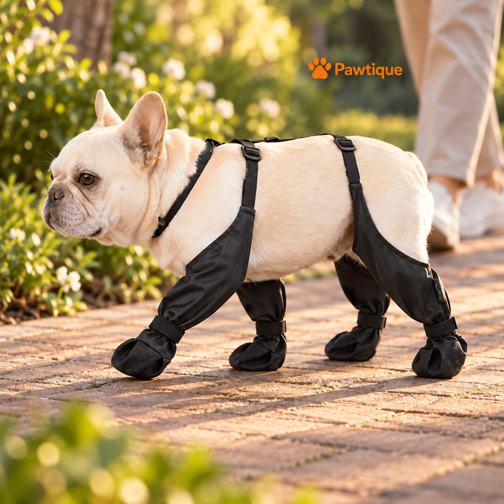 Pawtique Connected Dog Leggings — Supervised outdoor wearing view