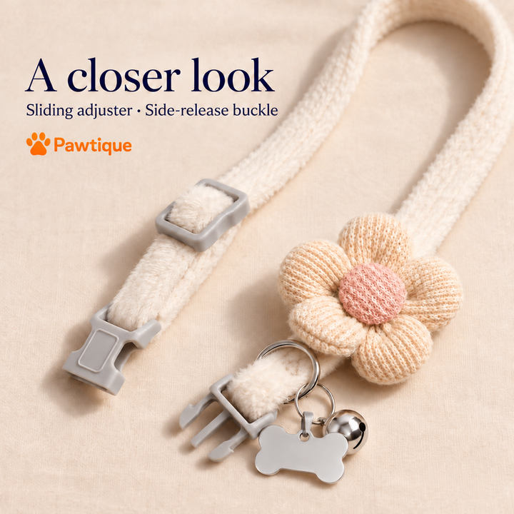 Apricot PetalCharm collar showing its sliding adjuster and side-release buckle.