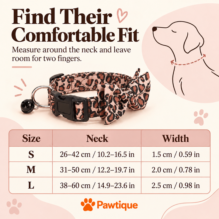 Pawtique WildCharm™ Leopard Bow Pet Collar - Pawtique
