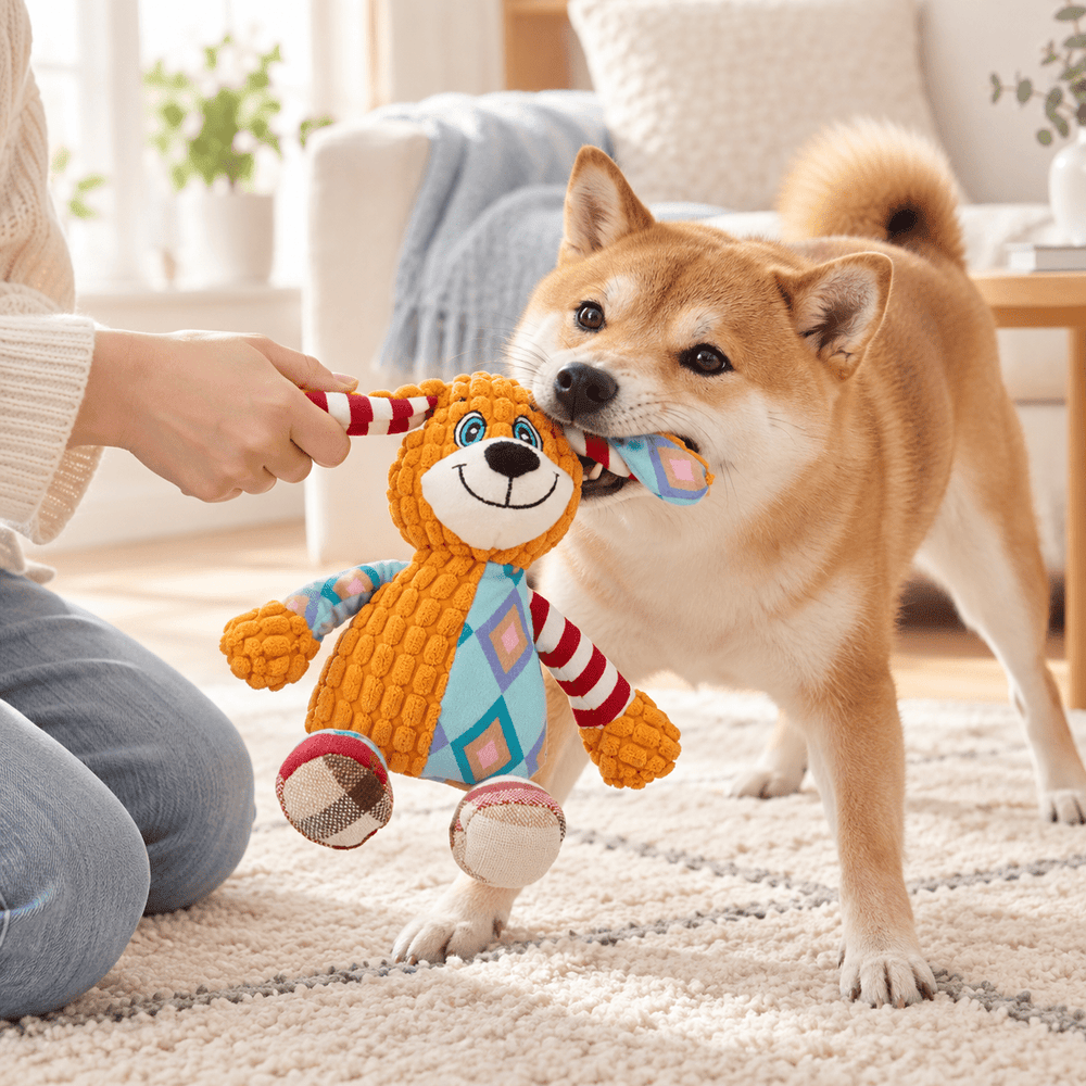 Pawtique PatchPals™ Textured Squeaky Plush Dog Toy - Pawtique