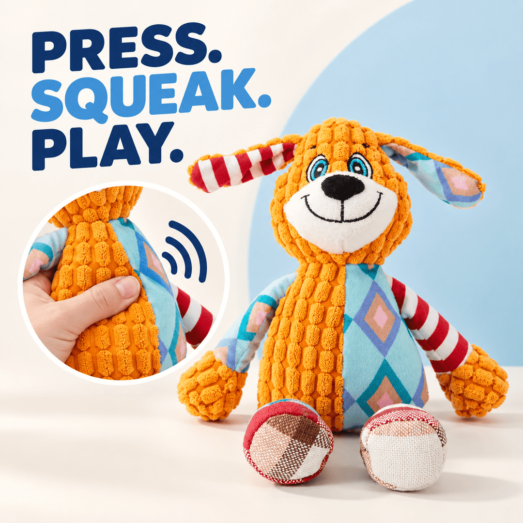 Pawtique PatchPals™ Textured Squeaky Plush Dog Toy - Pawtique