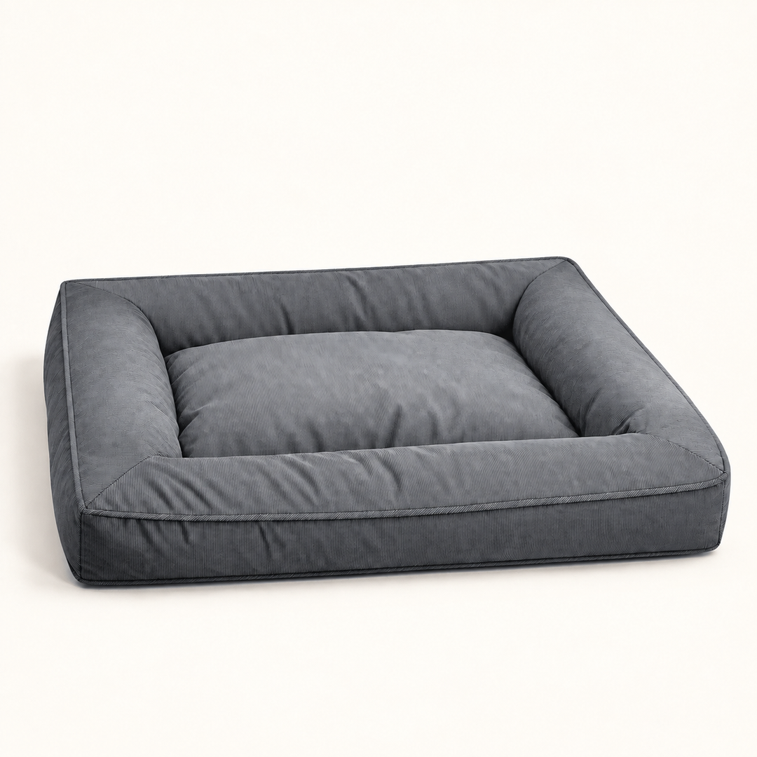 Pawtique PatioNest cool gray water-resistant bolster dog bed