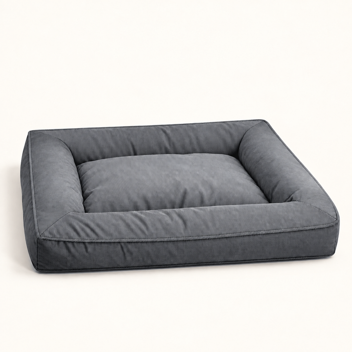 Pawtique PatioNest cool gray water-resistant bolster dog bed