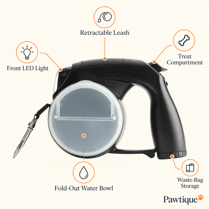Pawtique PawGlow™ 5-in-1 LED Retractable Dog Leash - Pawtique