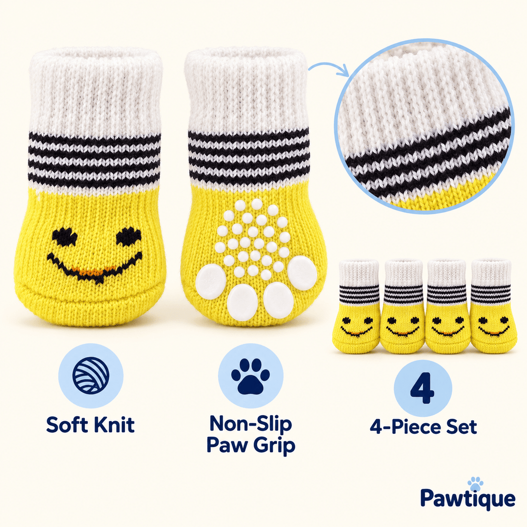 Pawtique PawStep™ Non-Slip Knitted Dog Socks · 4-Piece Set - Pawtique