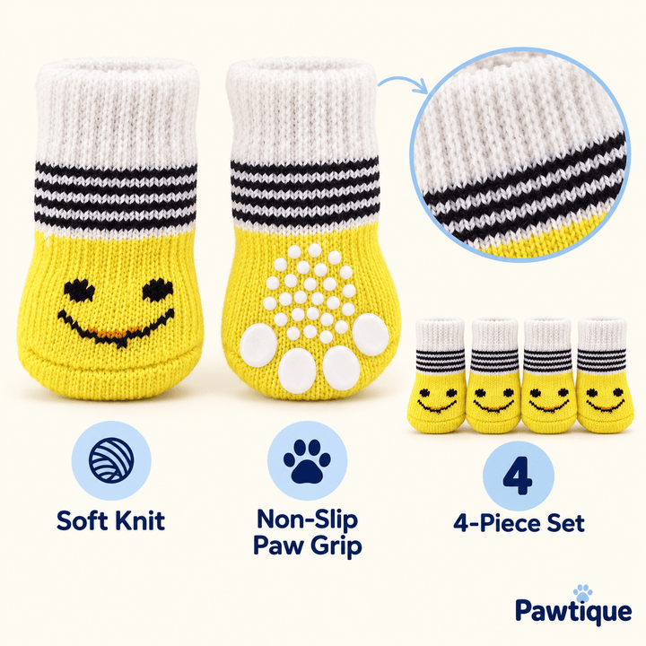 Pawtique PawStep™ Non-Slip Knitted Dog Socks · 4-Piece Set - Pawtique