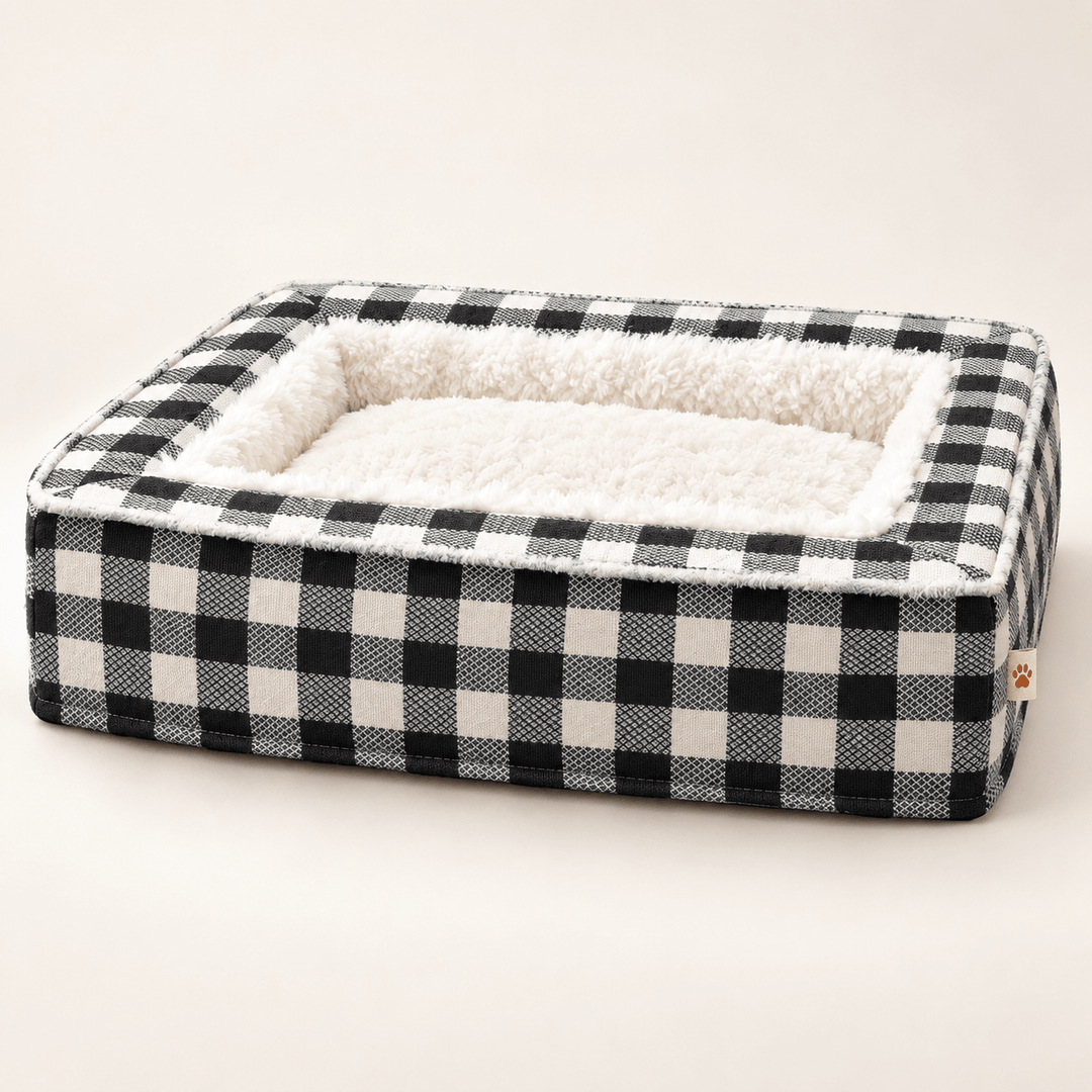 Pawtique PlaidHaven™ Plush Bolster Dog Bed - Pawtique