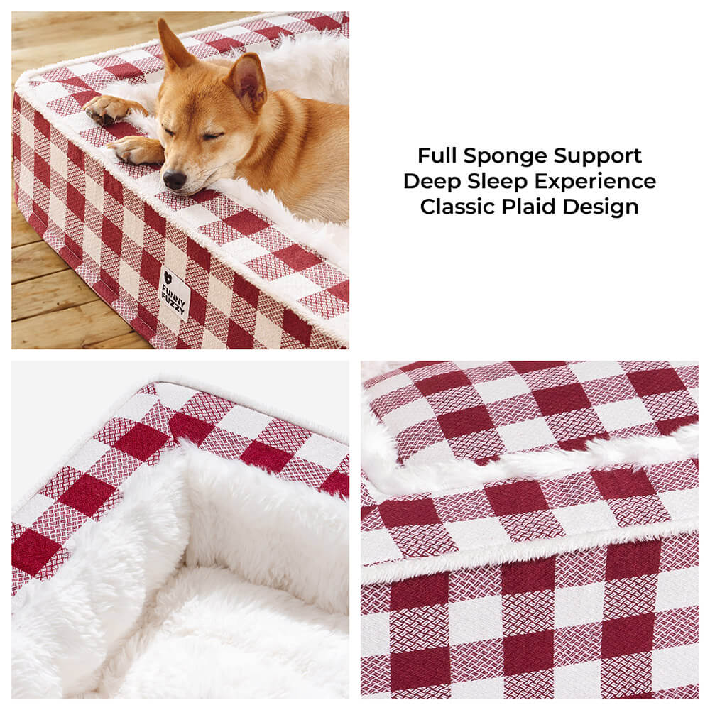 Pawtique PlaidHaven™ Plush Bolster Dog Bed - Pawtique