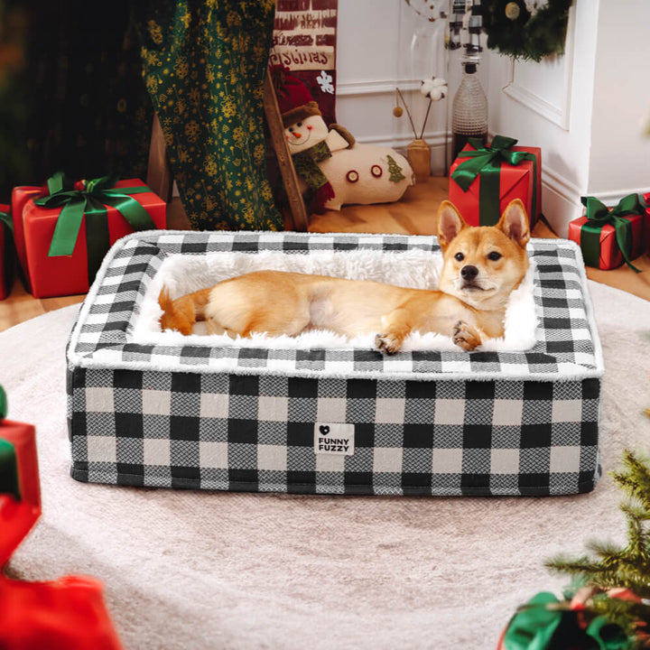 Pawtique PlaidHaven™ Plush Bolster Dog Bed - Pawtique