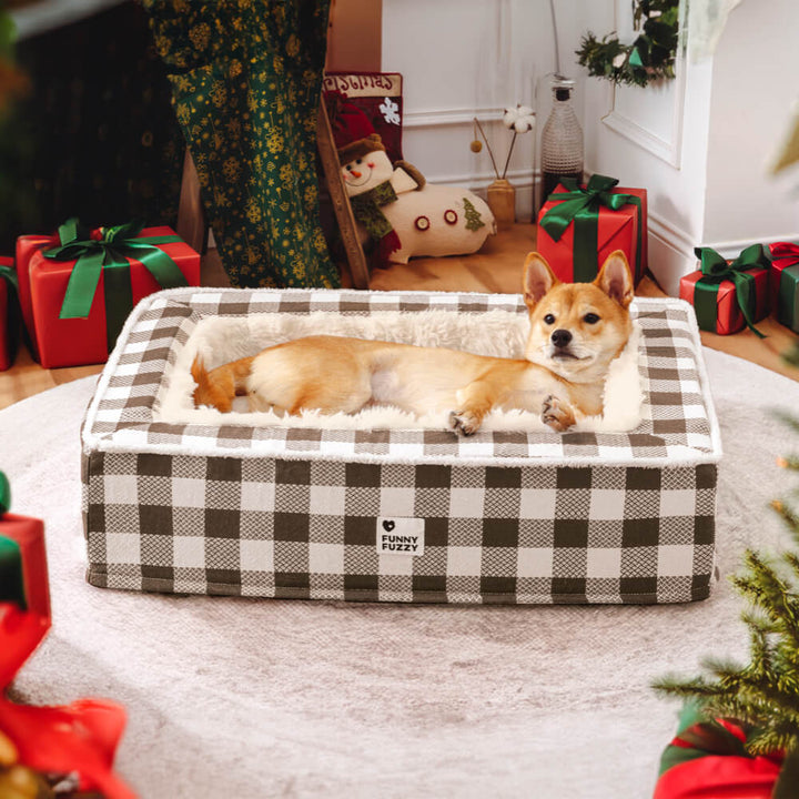 Pawtique PlaidHaven™ Plush Bolster Dog Bed - Pawtique