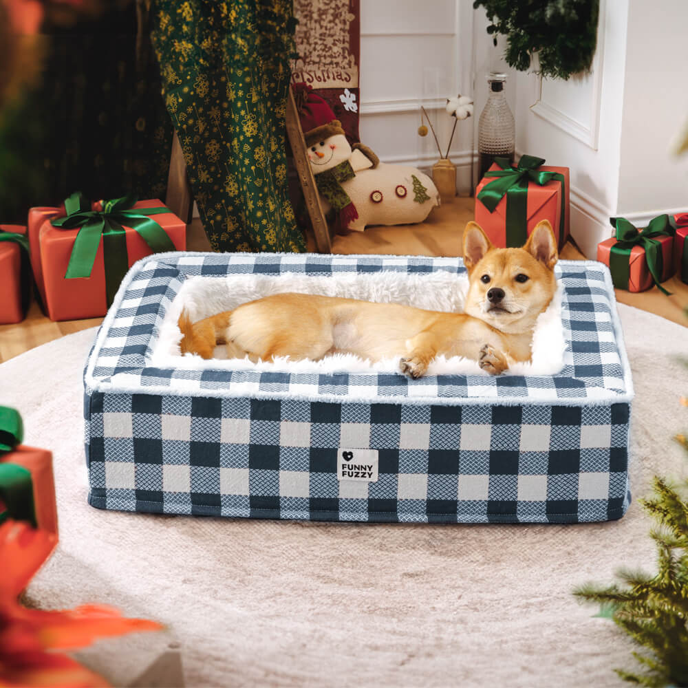 Pawtique PlaidHaven™ Plush Bolster Dog Bed - Pawtique