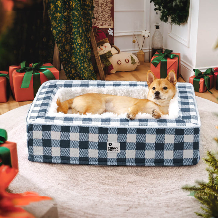 Pawtique PlaidHaven™ Plush Bolster Dog Bed - Pawtique