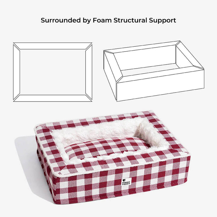 Pawtique PlaidHaven™ Plush Bolster Dog Bed - Pawtique