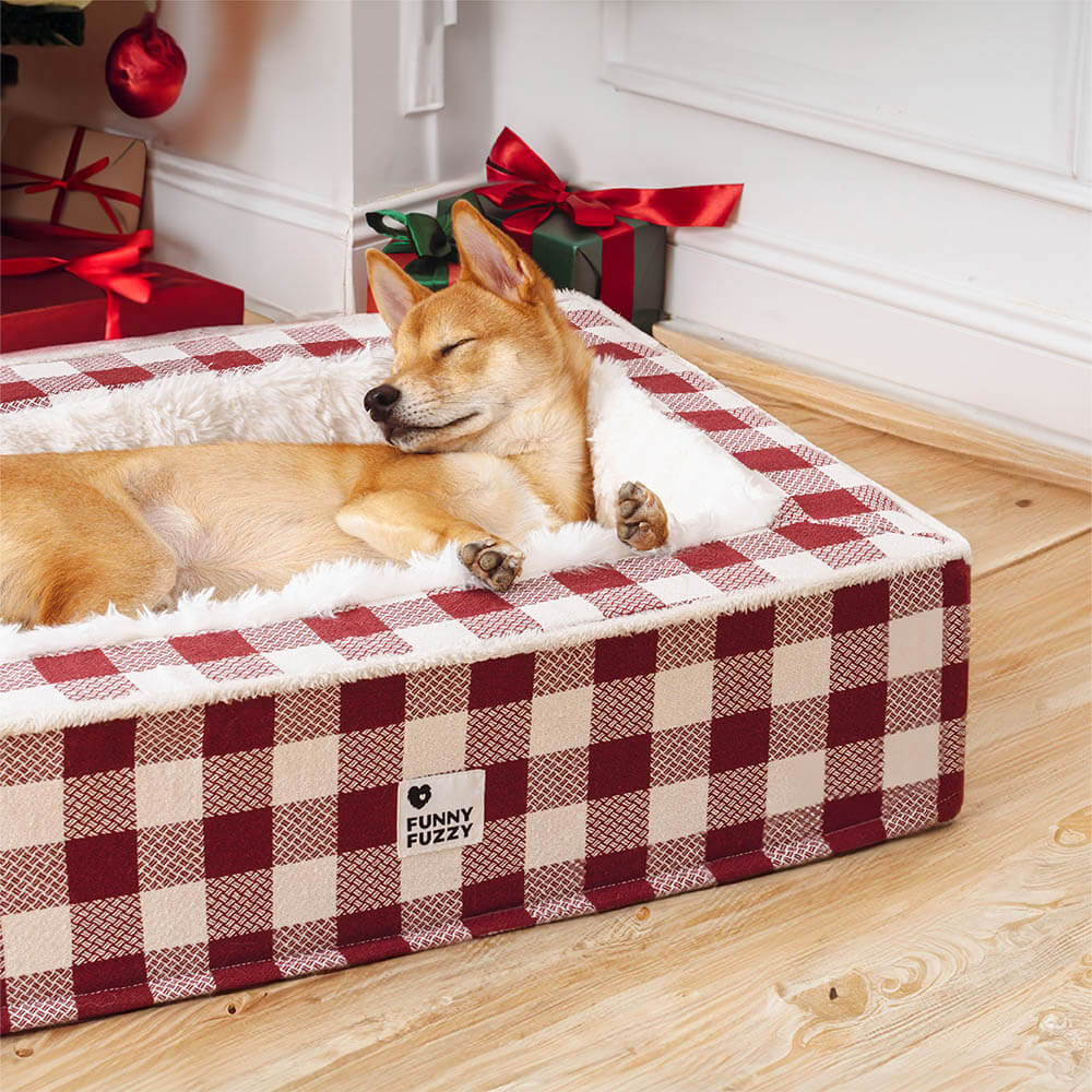 Pawtique PlaidHaven™ Plush Bolster Dog Bed - Pawtique