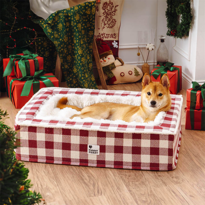 Pawtique PlaidHaven™ Plush Bolster Dog Bed - Pawtique