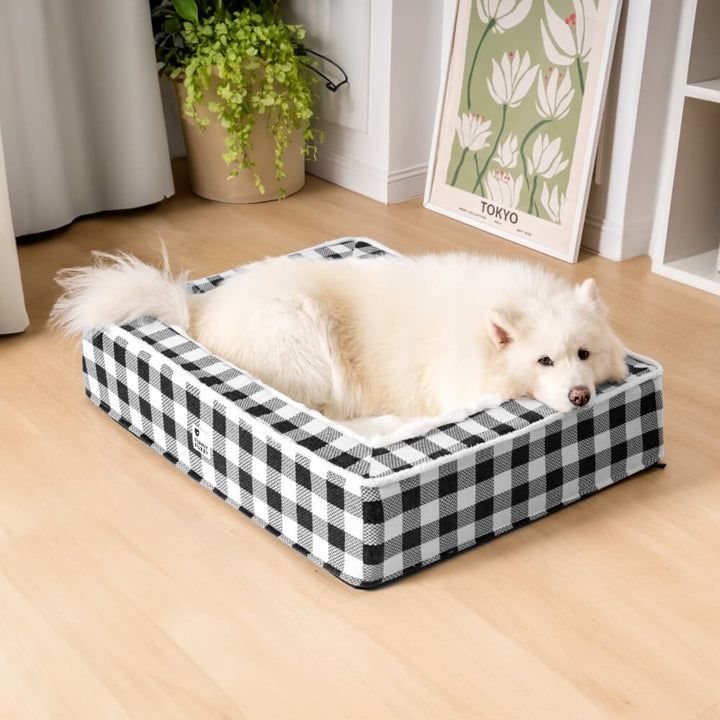 Pawtique PlaidHaven™ Plush Bolster Dog Bed - Pawtique