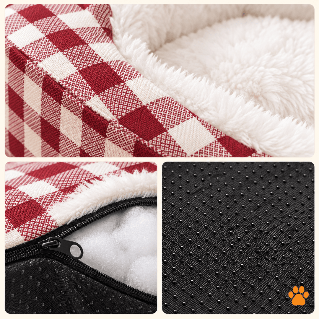Pawtique PlaidHaven™ Plush Bolster Dog Bed - Pawtique