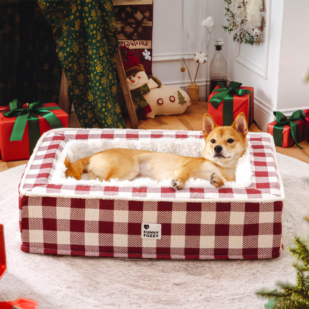 Pawtique PlaidHaven™ Plush Bolster Dog Bed - Pawtique