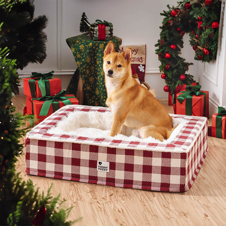 Pawtique PlaidHaven™ Plush Bolster Dog Bed - Pawtique