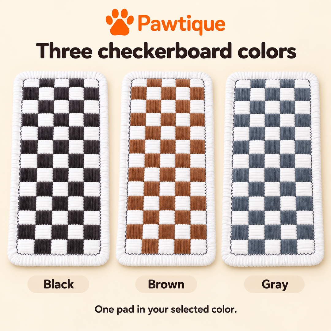 Black, Brown and Gray checkerboard pad color comparison; one pad in selected color