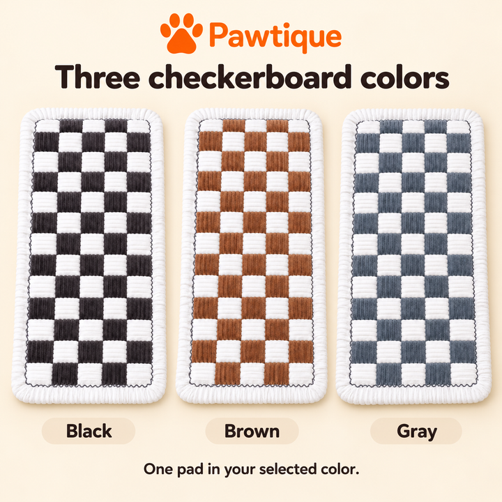 Black, Brown and Gray checkerboard pad color comparison; one pad in selected color