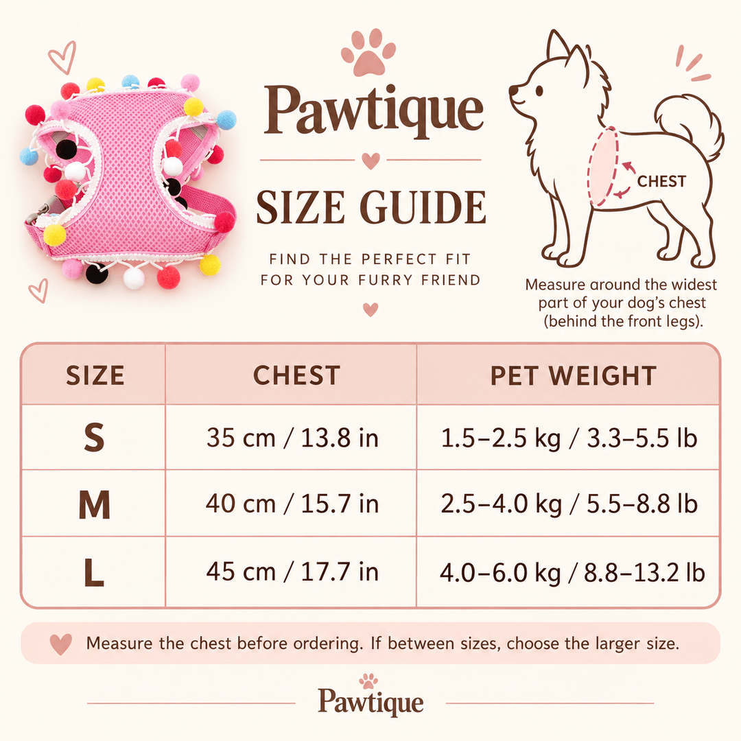Pawtique PomPom AirMesh™ Harness &amp; Leash Set - Pawtique