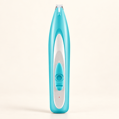 Aqua Blue classic pet detail trimmer with narrow blade, translucent near-blade piece and slider control