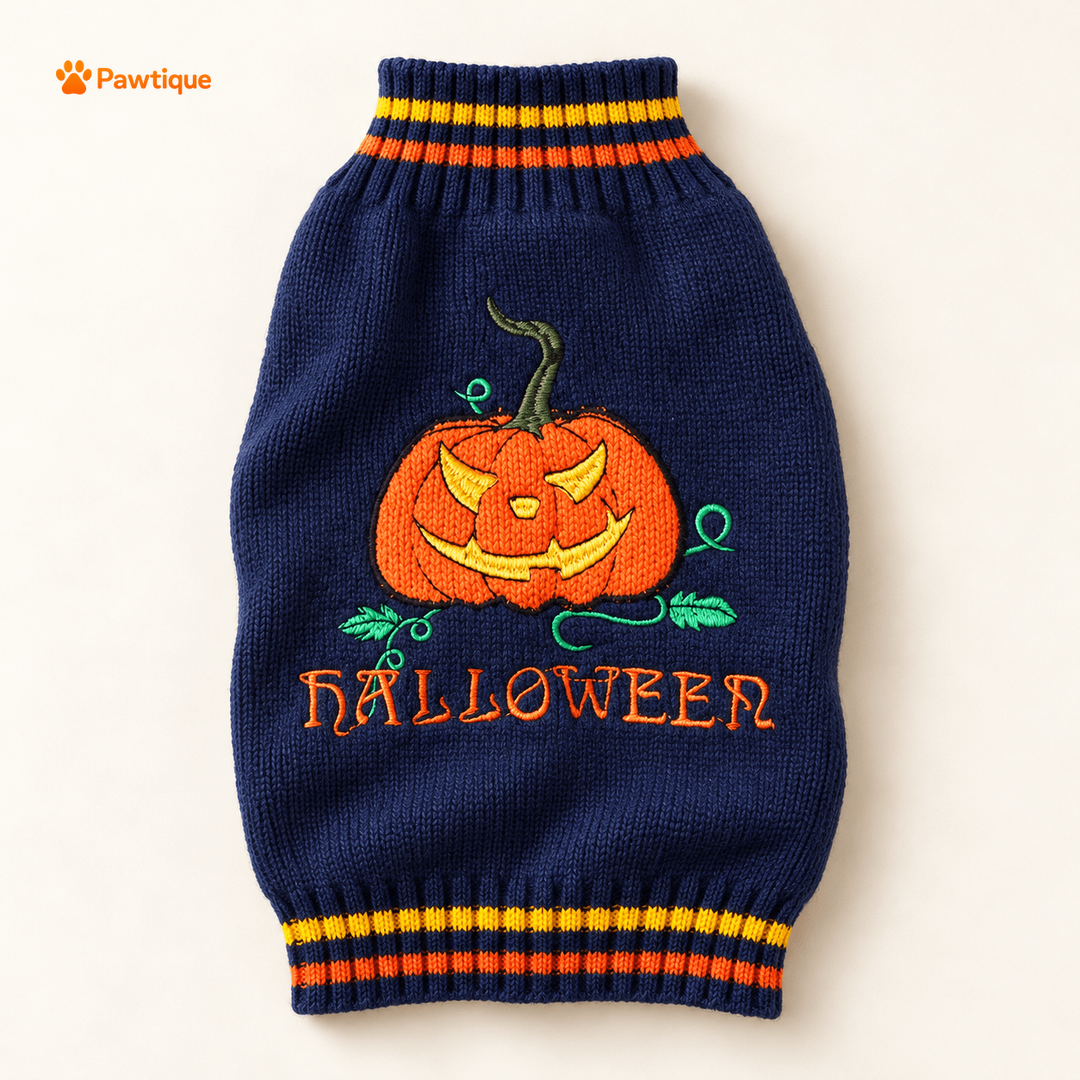 Pawtique Pumpkin Knit flat garment detail