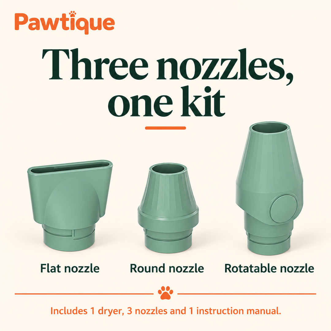 Pawtique QuietFlow included flat, round and rotatable nozzles with supplier package contents