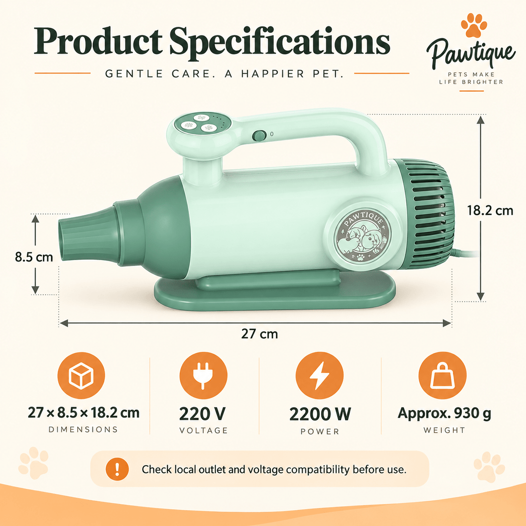 Pawtique QuietFlow™ 220V High-Velocity Pet Dryer - Pawtique