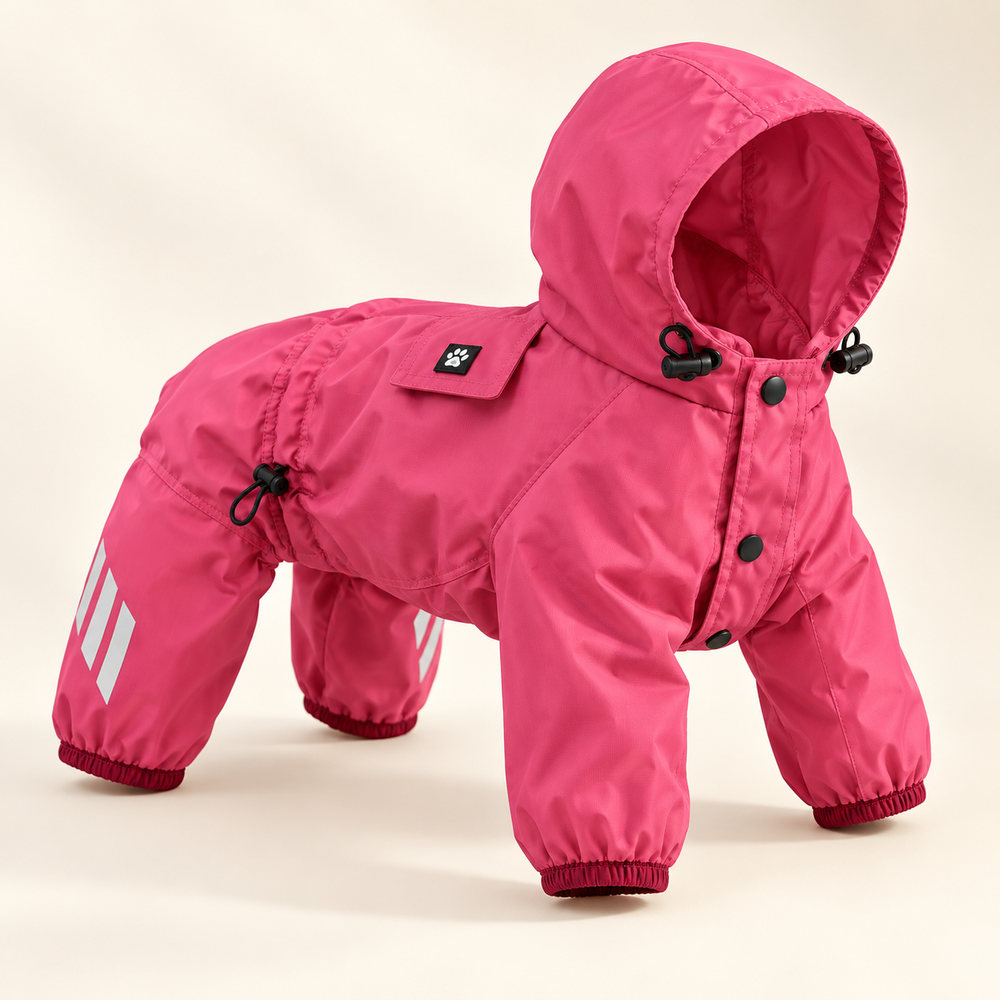 Pawtique RainRover full-coverage dog raincoat in rose pink