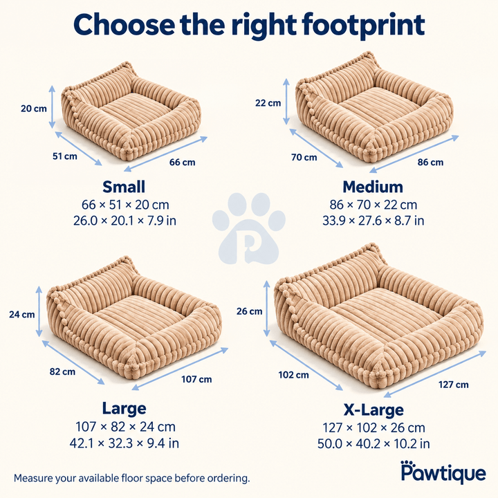 Pawtique RibNest™ Plush Bolster Dog Sofa Bed - Pawtique