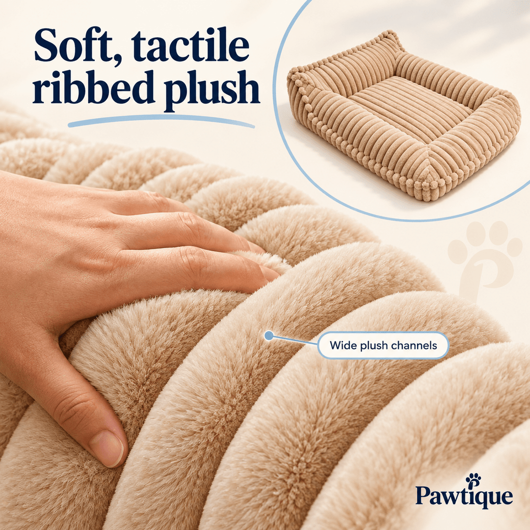 Pawtique RibNest™ Plush Bolster Dog Sofa Bed - Pawtique