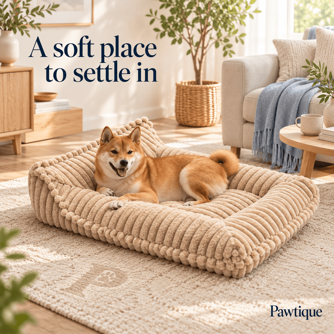 Pawtique RibNest™ Plush Bolster Dog Sofa Bed - Pawtique