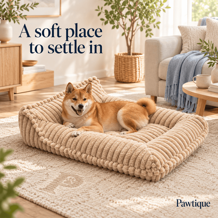 Pawtique RibNest™ Plush Bolster Dog Sofa Bed - Pawtique
