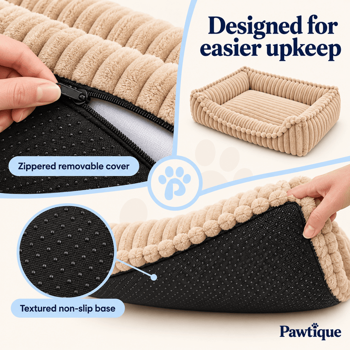 Pawtique RibNest™ Plush Bolster Dog Sofa Bed - Pawtique